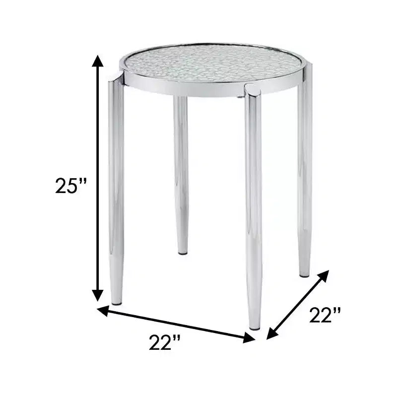 Table d'appoint Royal Hampton avec pieds tubulaires arrondis et plateau en verre dépoli, argenté