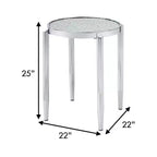 Table d'appoint Royal Hampton avec pieds tubulaires arrondis et plateau en verre dépoli, argenté