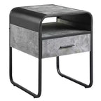 Table d'appoint moderne en bois Royal Hampton, 22 po, 1 tiroir, poignées en métal, gris, noir