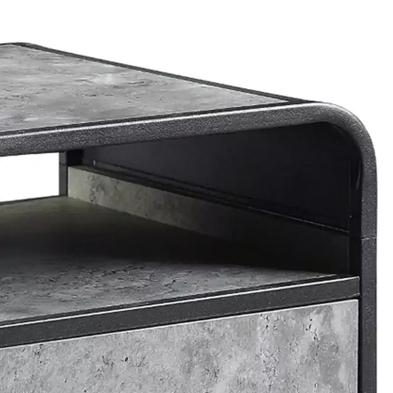 Table d'appoint moderne en bois Royal Hampton, 22 po, 1 tiroir, poignées en métal, gris, noir
