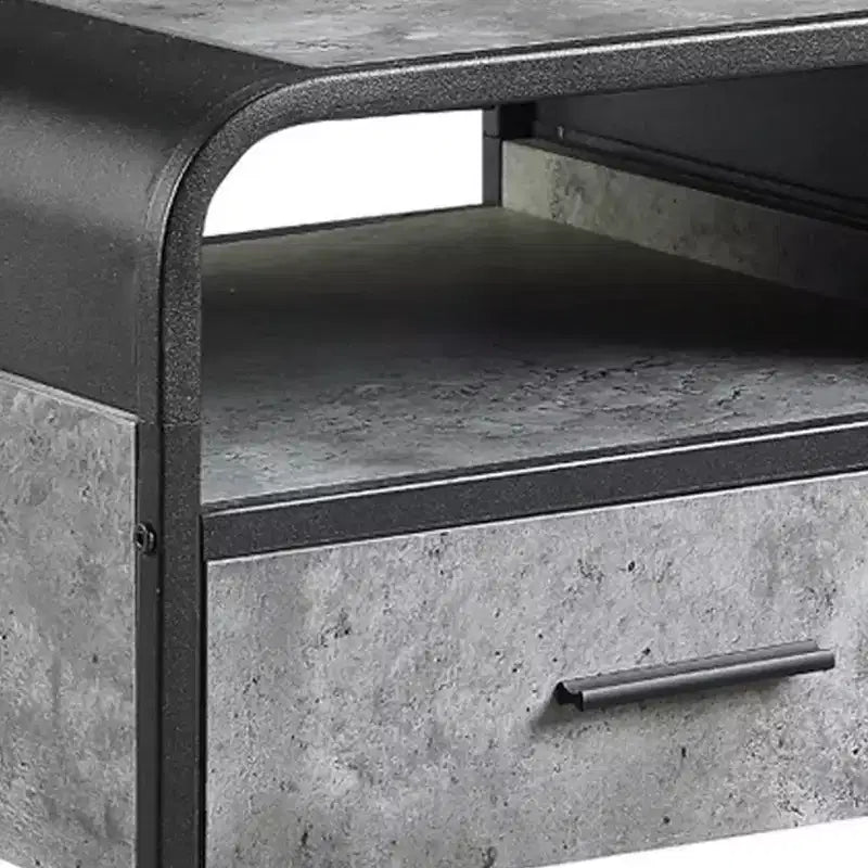 Table d'appoint moderne en bois Royal Hampton, 22 po, 1 tiroir, poignées en métal, gris, noir