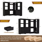 Besiost 81-Ensemble de système de placard avec tiroirs en bois, Organisateur de placard d'angle avec tringles de suspension