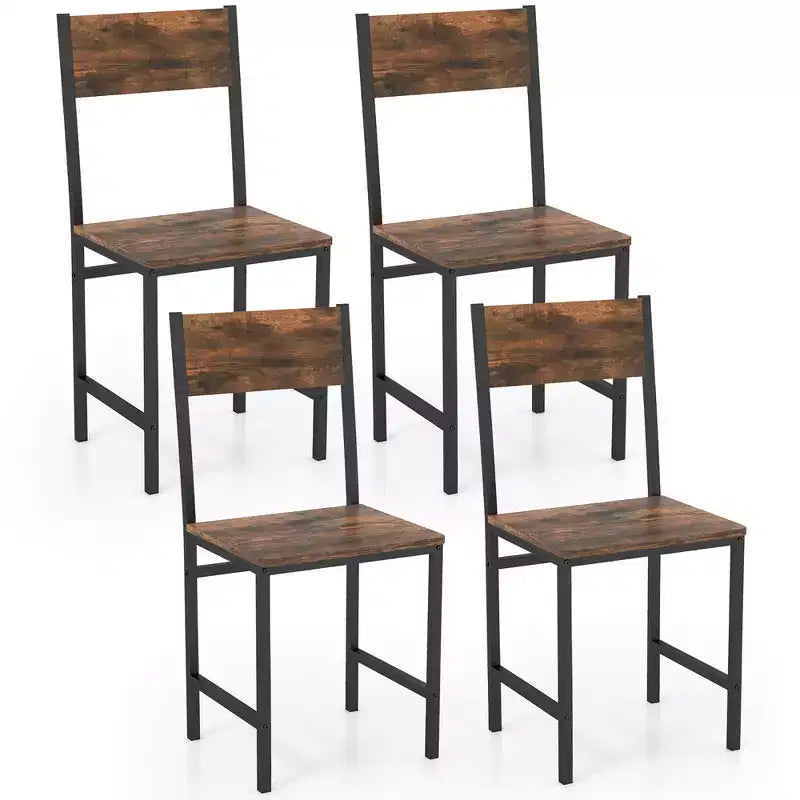 Costway Set of 4 Dining Chairs w/Metal Legs Slanted Back Wide Seat for Living Room