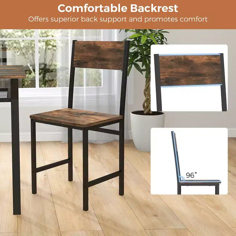 Lot de 4 chaises de salle à manger Costway avec pieds en métal, dossier incliné et assise large pour salon