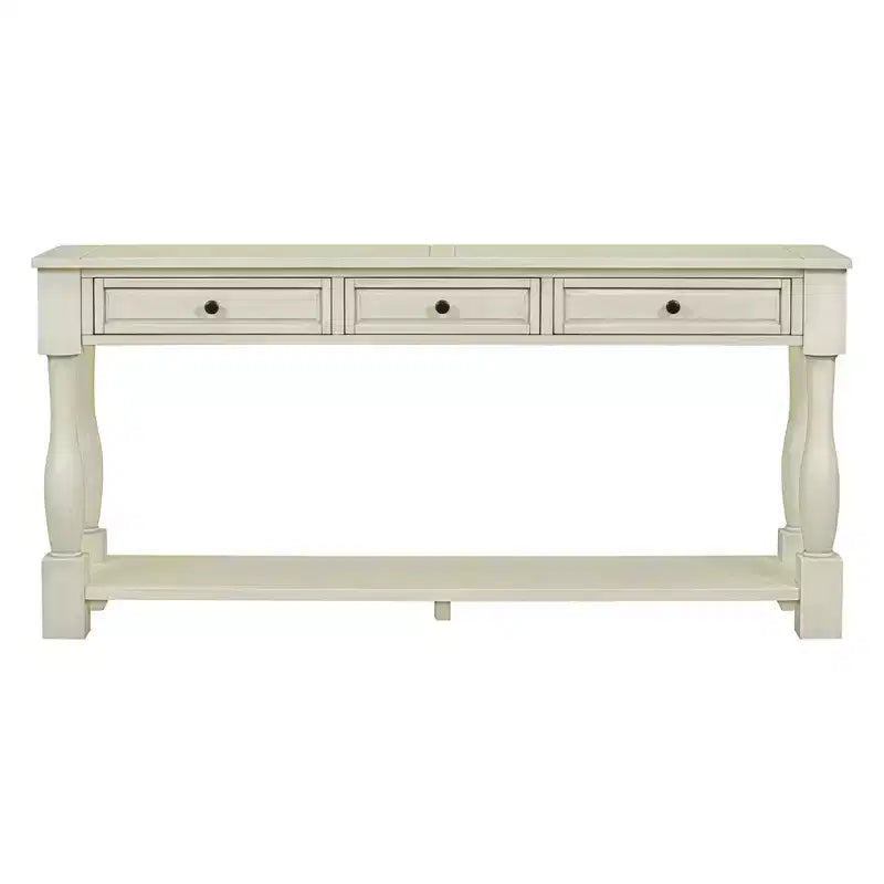 Console étroite et longue avec rangement, table d'entrée rétro en bois avec 3 tiroirs et étagère inférieure, table d'appoint en bois pour salon et couloir