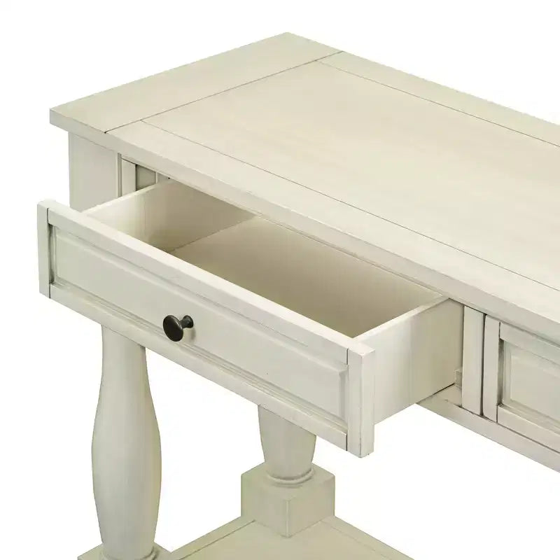 Console étroite et longue avec rangement, table d'entrée rétro en bois avec 3 tiroirs et étagère inférieure, table d'appoint en bois pour salon et couloir