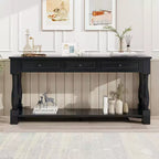 Console étroite et longue avec rangement, table d'entrée rétro en bois avec 3 tiroirs et étagère inférieure, table d'appoint en bois pour salon et couloir