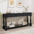 Console étroite et longue avec rangement, table d'entrée rétro en bois avec 3 tiroirs et étagère inférieure, table d'appoint en bois pour salon et couloir