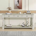 Console étroite et longue avec rangement, table d'entrée rétro en bois avec 3 tiroirs et étagère inférieure, table d'appoint en bois pour salon et couloir