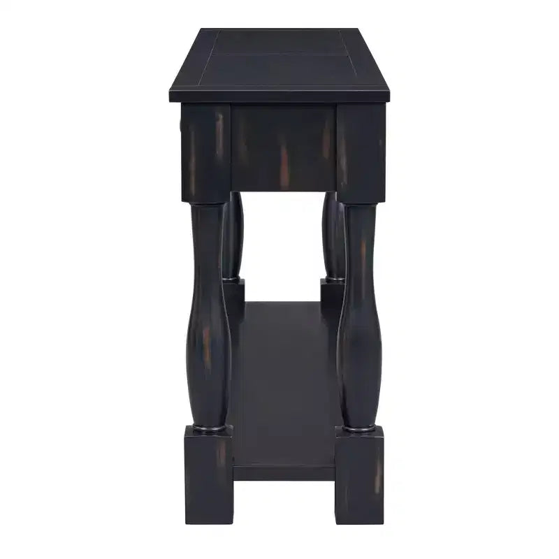 Console étroite et longue avec rangement, table d'entrée rétro en bois avec 3 tiroirs et étagère inférieure, table d'appoint en bois pour salon et couloir