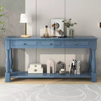 Console étroite et longue avec rangement, table d'entrée rétro en bois avec 3 tiroirs et étagère inférieure, table d'appoint en bois pour salon et couloir