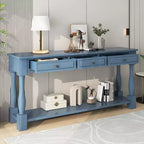 Console étroite et longue avec rangement, table d'entrée rétro en bois avec 3 tiroirs et étagère inférieure, table d'appoint en bois pour salon et couloir