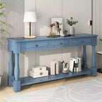 Console étroite et longue avec rangement, table d'entrée rétro en bois avec 3 tiroirs et étagère inférieure, table d'appoint en bois pour salon et couloir