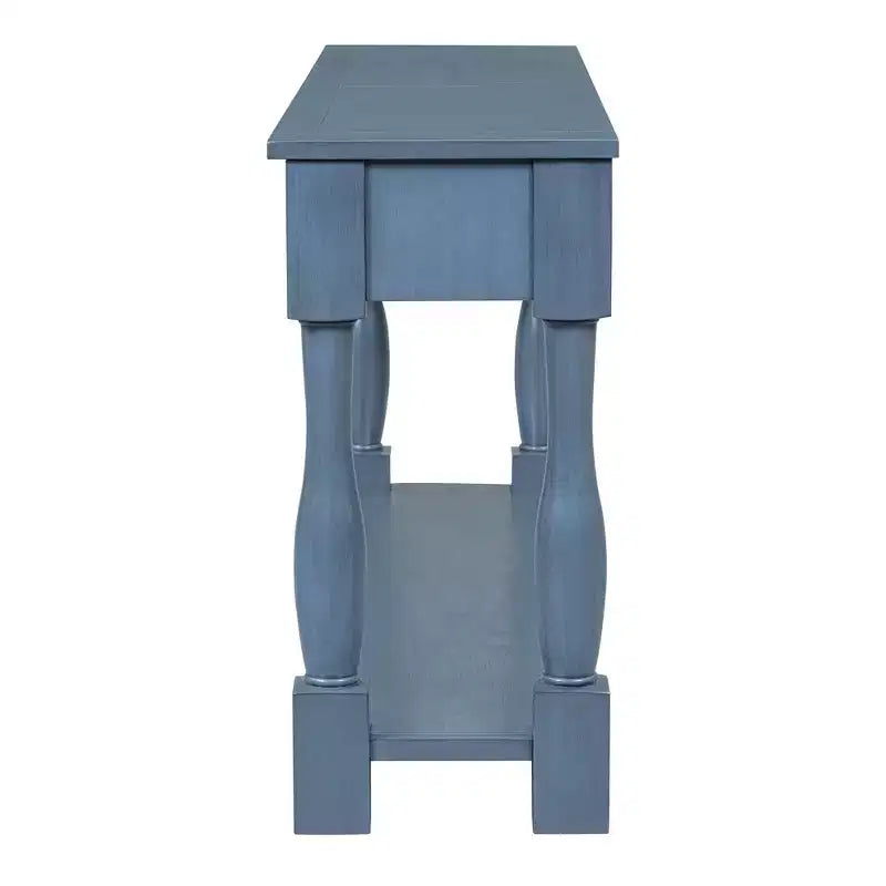 Console étroite et longue avec rangement, table d'entrée rétro en bois avec 3 tiroirs et étagère inférieure, table d'appoint en bois pour salon et couloir