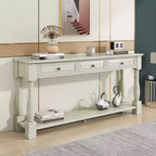 Console étroite et longue avec rangement, table d'entrée rétro en bois avec 3 tiroirs et étagère inférieure, table d'appoint en bois pour salon et couloir