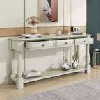 Console étroite et longue avec rangement, table d'entrée rétro en bois avec 3 tiroirs et étagère inférieure, table d'appoint en bois pour salon et couloir