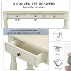 Console étroite et longue avec rangement, table d'entrée rétro en bois avec 3 tiroirs et étagère inférieure, table d'appoint en bois pour salon et couloir