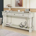 Long Narrow Console Table with Storage, Retro Wood Entryway Table with 3 Drawers and Bottom Shelf, Wood Side Table for Living Room and Hallway