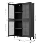 Homy Casa Meuble de Rangement en Métal avec 4 Portes Vitrées, Vitrine Haute avec Étagères Réglables, Noir