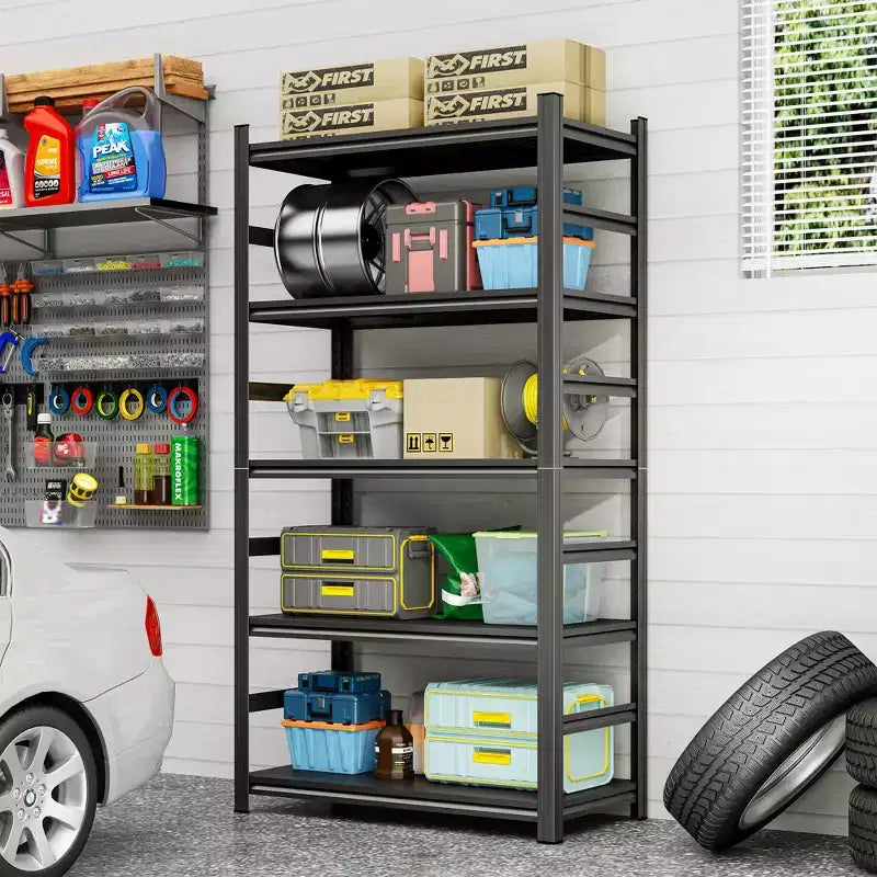 Clihome Étagère de rangement industrielle en métal de 221 cm, capacité de 1 360 kg, pour entrepôt, garage, assemblage facile sans boulons ni outils