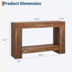 Console de table d'entrée, console de table de ferme en bois pour salon, grande table de canapé à 2 niveaux avec rangement, table d'entrée en bois