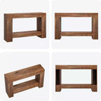 Console de table d'entrée, console de table de ferme en bois pour salon, grande table de canapé à 2 niveaux avec rangement, table d'entrée en bois