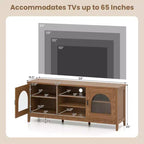 Meuble TV Costway de style ferme pour téléviseurs jusqu'à 65 pouces, meuble TV moderne vintage pour salon