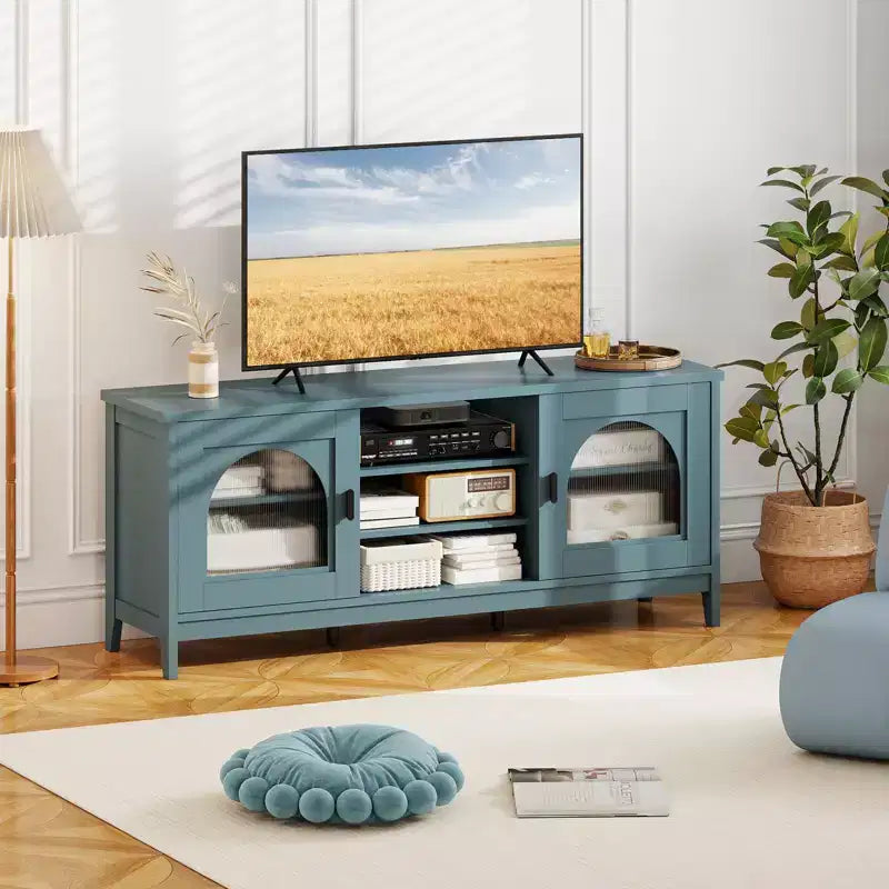 Meuble TV Costway de style ferme pour téléviseurs jusqu'à 65 pouces, meuble TV moderne vintage pour salon