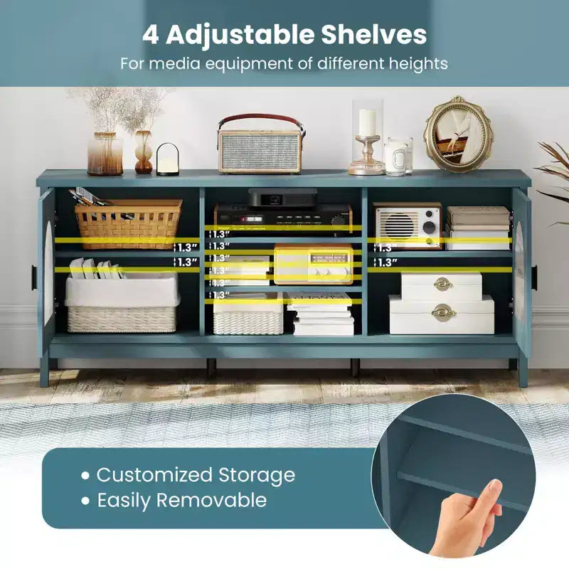 Meuble TV Costway de style ferme pour téléviseurs jusqu'à 65 pouces, meuble TV moderne vintage pour salon