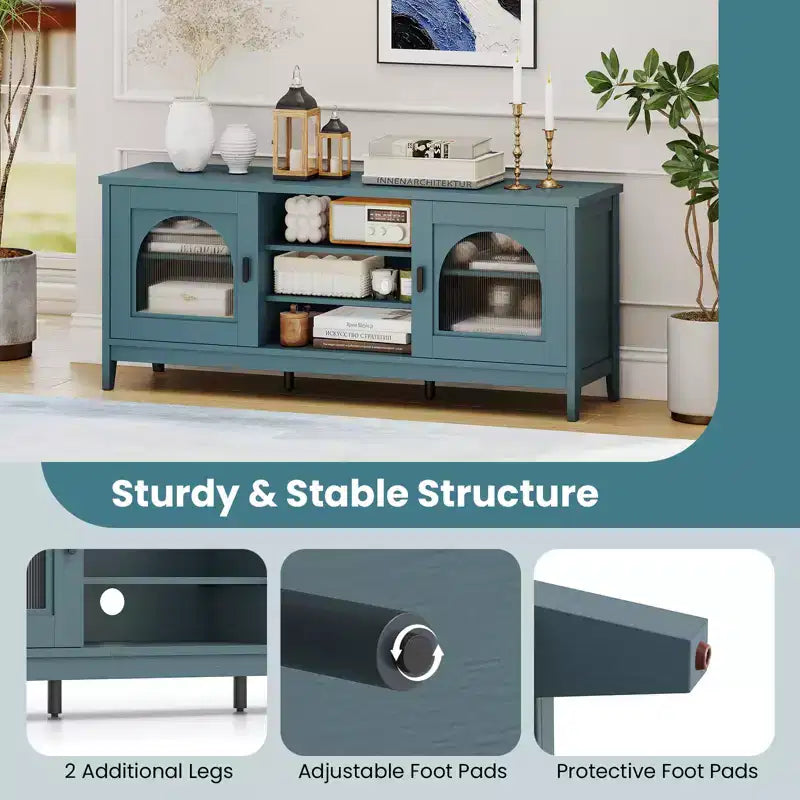 Meuble TV Costway de style ferme pour téléviseurs jusqu'à 65 pouces, meuble TV moderne vintage pour salon