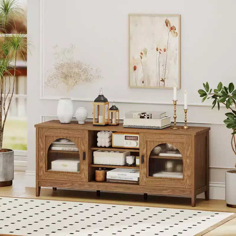 Meuble TV Costway de style ferme pour téléviseurs jusqu'à 65 pouces, meuble TV moderne vintage pour salon
