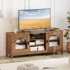 Meuble TV Costway de style ferme pour téléviseurs jusqu'à 65 pouces, meuble TV moderne vintage pour salon