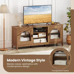 Meuble TV Costway de style ferme pour téléviseurs jusqu'à 65 pouces, meuble TV moderne vintage pour salon
