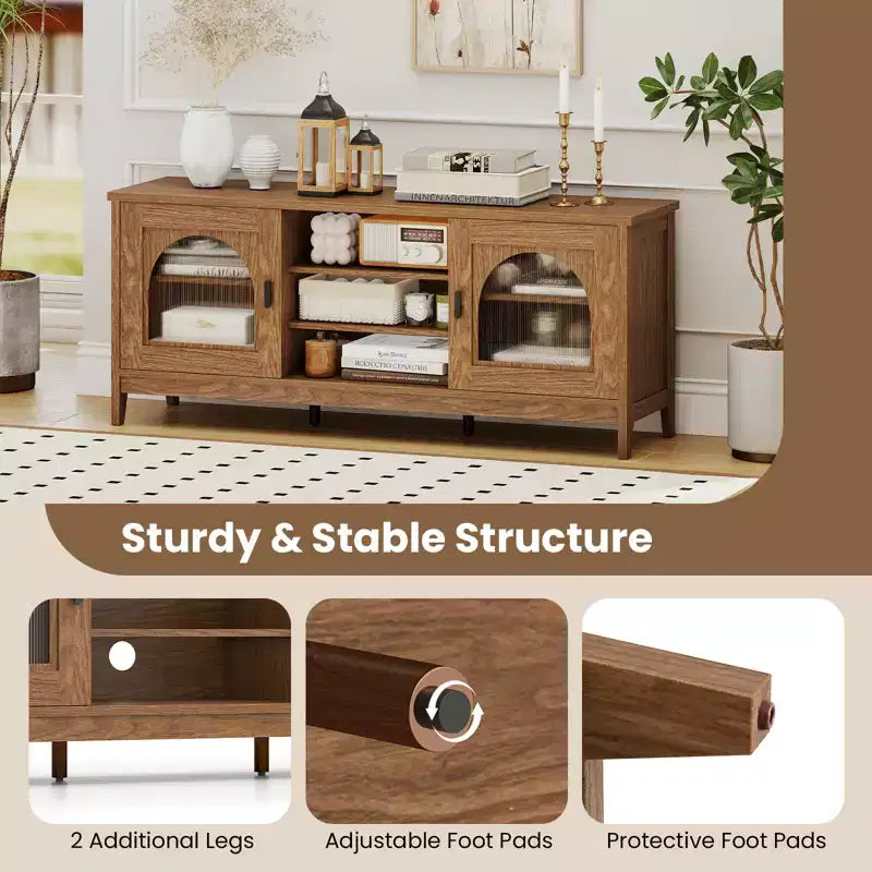 Meuble TV Costway de style ferme pour téléviseurs jusqu'à 65 pouces, meuble TV moderne vintage pour salon