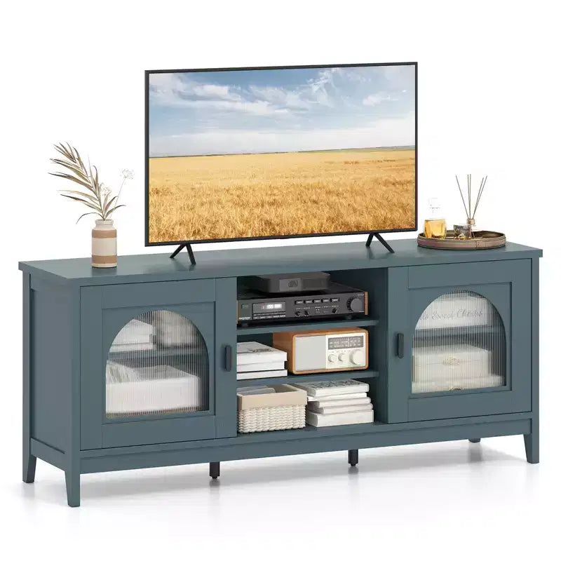 Meuble TV Costway de style ferme pour téléviseurs jusqu'à 65 pouces, meuble TV moderne vintage pour salon