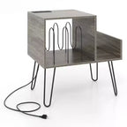 Meuble de support pour tourne-disque Costway avec station de recharge intégrée et pieds en métal
