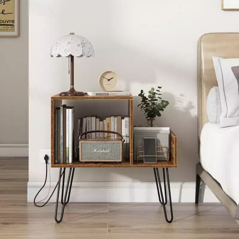 Meuble de support pour tourne-disque Costway avec station de recharge intégrée et pieds en métal