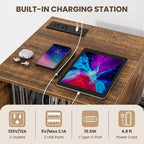 Meuble de support pour tourne-disque Costway avec station de recharge intégrée et pieds en métal