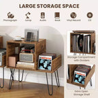 Meuble de support pour tourne-disque Costway avec station de recharge intégrée et pieds en métal
