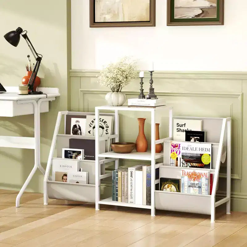 Meuble pour tourne-disque Costway avec rangement pour vinyles, présentoir pour platine avec 3 étagères
