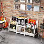 Meuble pour tourne-disque Costway avec rangement pour vinyles, présentoir pour platine avec 3 étagères