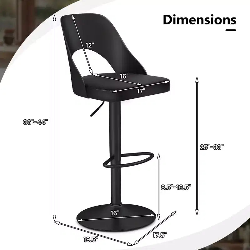 Tabourets de bar Costway - Lot de 2 avec siège en similicuir PU agrandi, repose-pieds, chaises de bar pivotantes