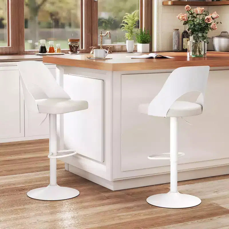 Tabourets de bar Costway - Lot de 2 avec siège en similicuir PU agrandi, repose-pieds, chaises de bar pivotantes