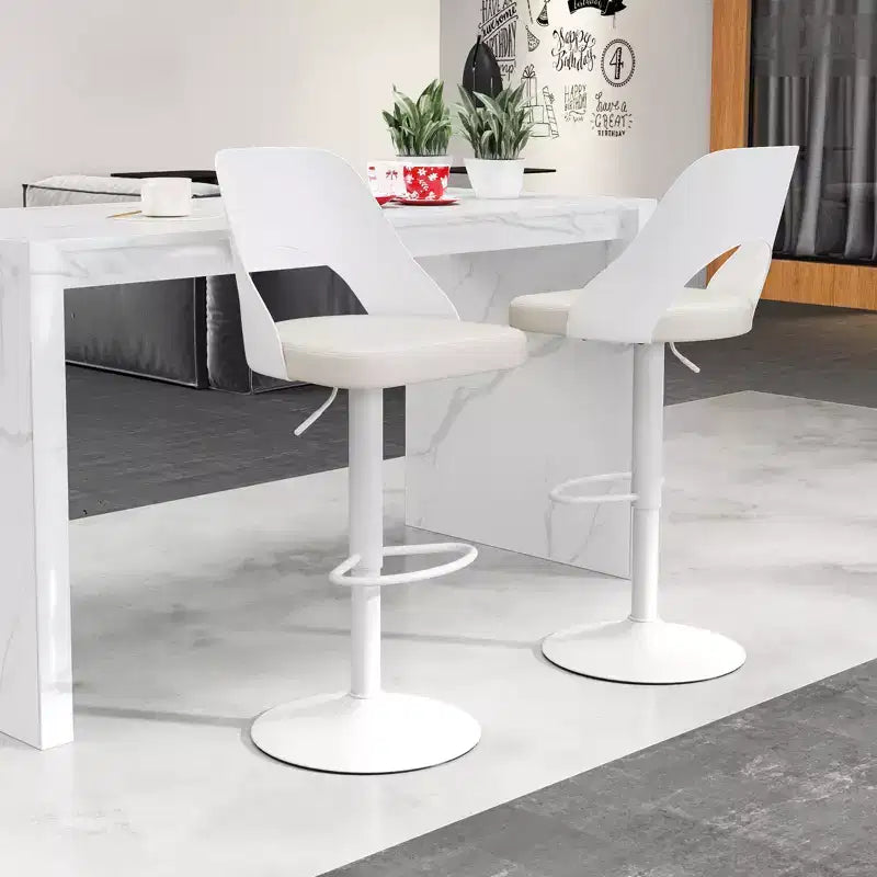 Tabourets de bar Costway - Lot de 2 avec siège en similicuir PU agrandi, repose-pieds, chaises de bar pivotantes