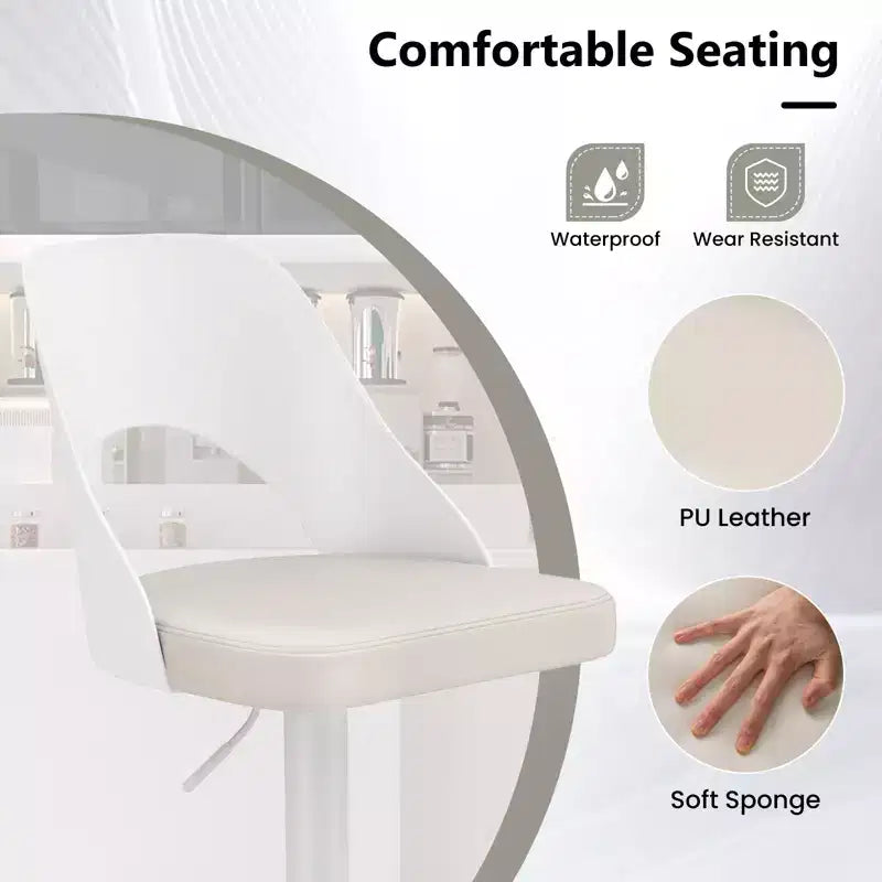 Tabourets de bar Costway - Lot de 2 avec siège en similicuir PU agrandi, repose-pieds, chaises de bar pivotantes