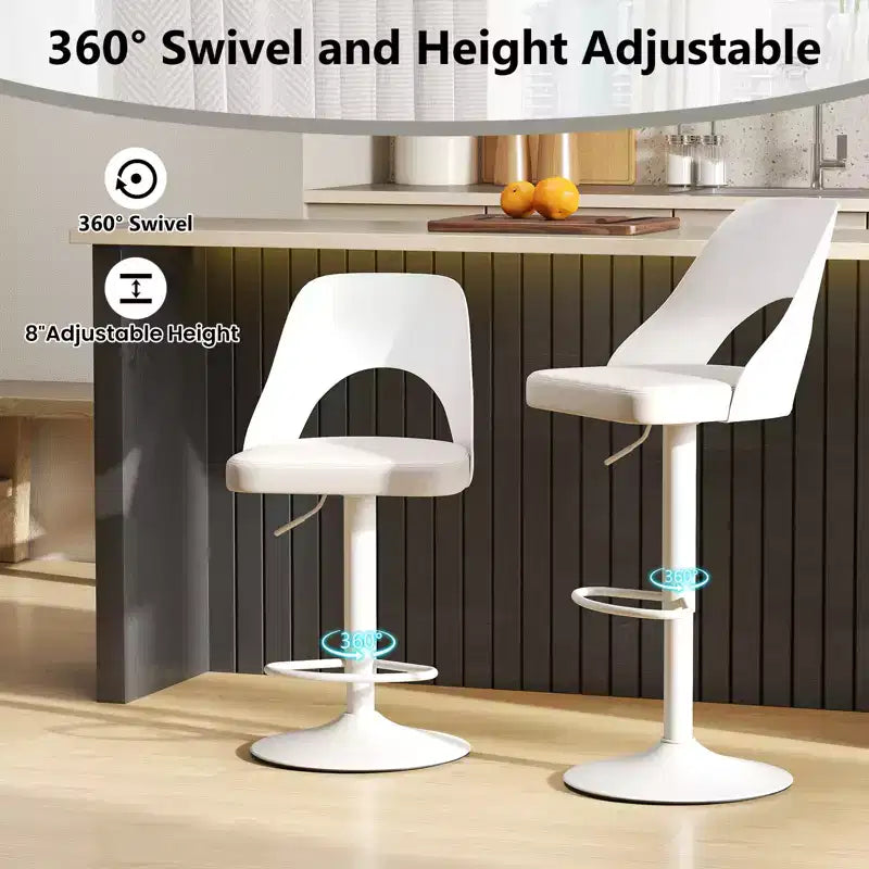 Tabourets de bar Costway - Lot de 2 avec siège en similicuir PU agrandi, repose-pieds, chaises de bar pivotantes