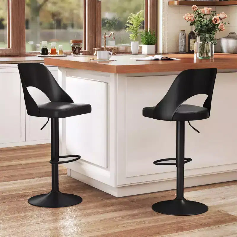 Tabourets de bar Costway - Lot de 2 avec siège en similicuir PU agrandi, repose-pieds, chaises de bar pivotantes
