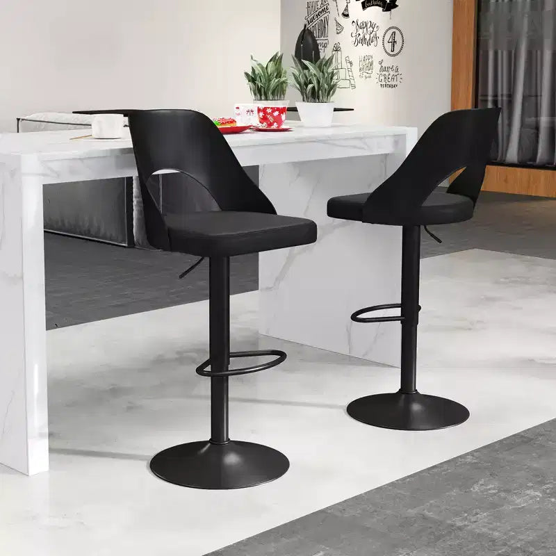 Tabourets de bar Costway - Lot de 2 avec siège en similicuir PU agrandi, repose-pieds, chaises de bar pivotantes
