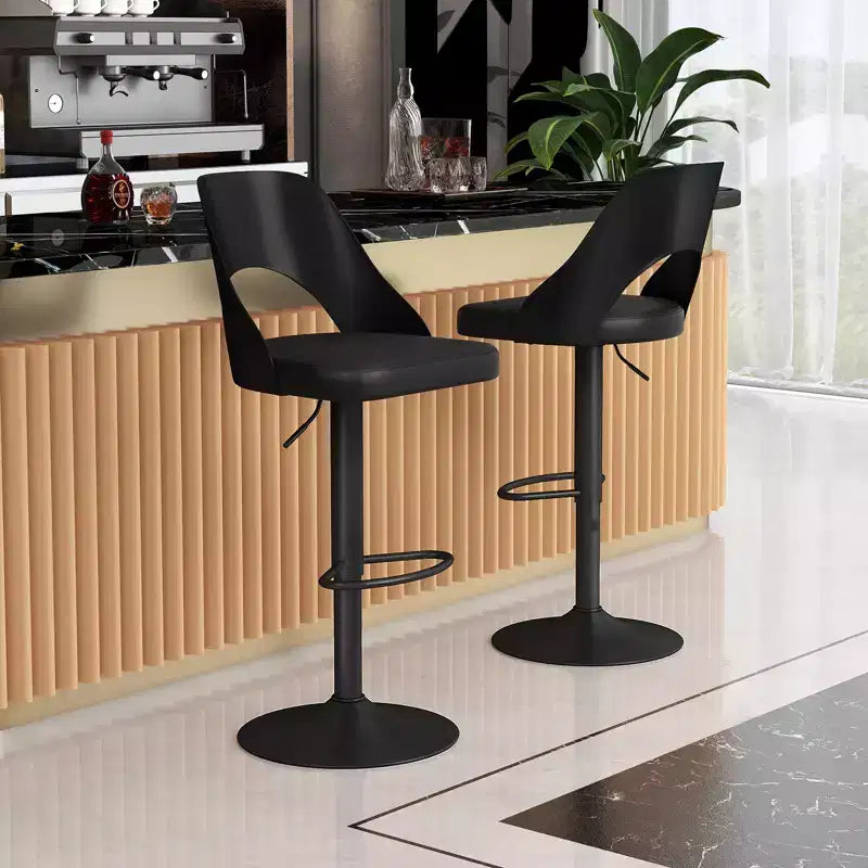 Tabourets de bar Costway - Lot de 2 avec siège en similicuir PU agrandi, repose-pieds, chaises de bar pivotantes