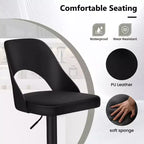 Tabourets de bar Costway - Lot de 2 avec siège en similicuir PU agrandi, repose-pieds, chaises de bar pivotantes